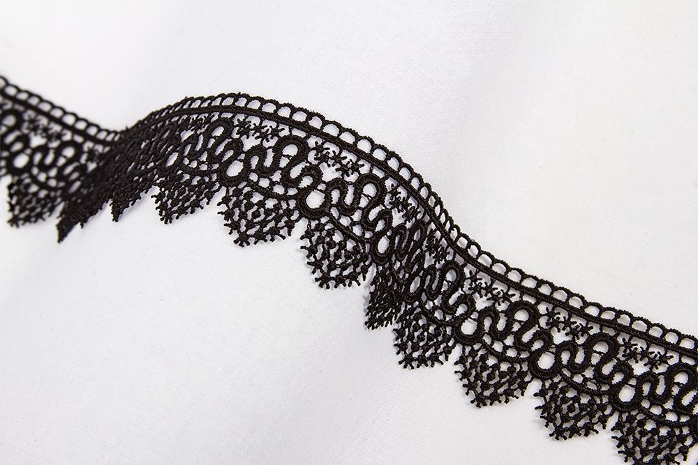 Кружево гипюр (плетёное) 47 мм / 8.8 м, черный, Gamma GGM-4701