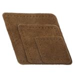 Набор заплаток пришивных из замши, ромб 4х5,6см, 6х8,4см, 8х11,2см, с перфорацией, 3 шт (32 кэмел), 59405