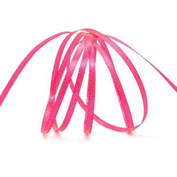 Лента атласная 2-сторонняя 3.0 мм / 100±2 метров, (013 яр.розовый (неон)), Globus