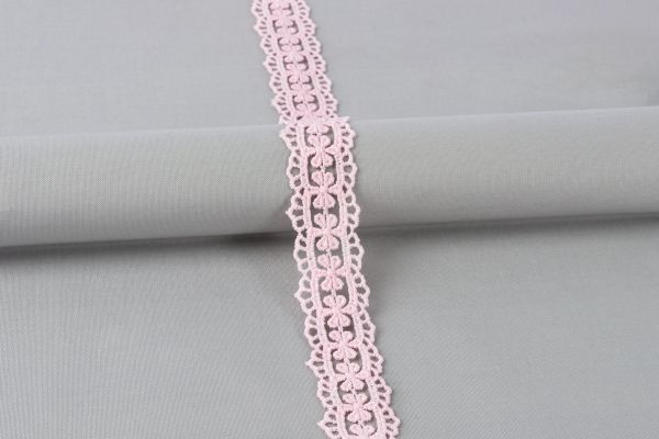 Кружево гипюр (плетёное) 28 мм / 10 м, GP008PI розовый, Gamma GGM-2802