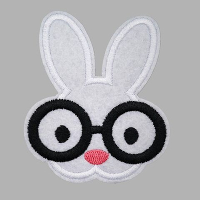 Термоаппликация Зайка в очках 70х85мм (White (белый)), 2 шт, LA525