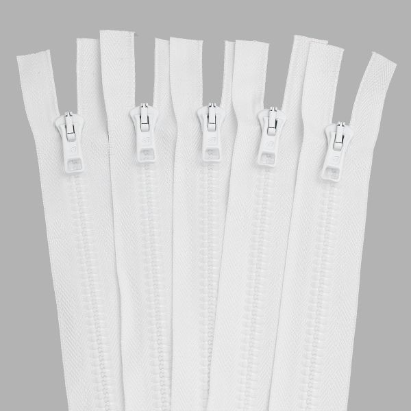 Молния трактор Arta Т6 (6 мм) 2 зам., разъем., 75 см, цв. 001 белый, уп.5 шт