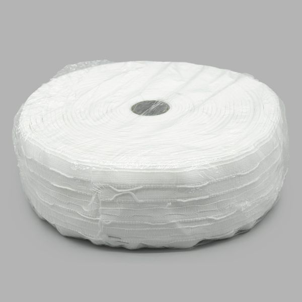 Лента (тесьма) шторная: сборка вафельная (1:2.5) 60 мм / 50 метров, (2 ряда петель, 4 шнура), белый, C705