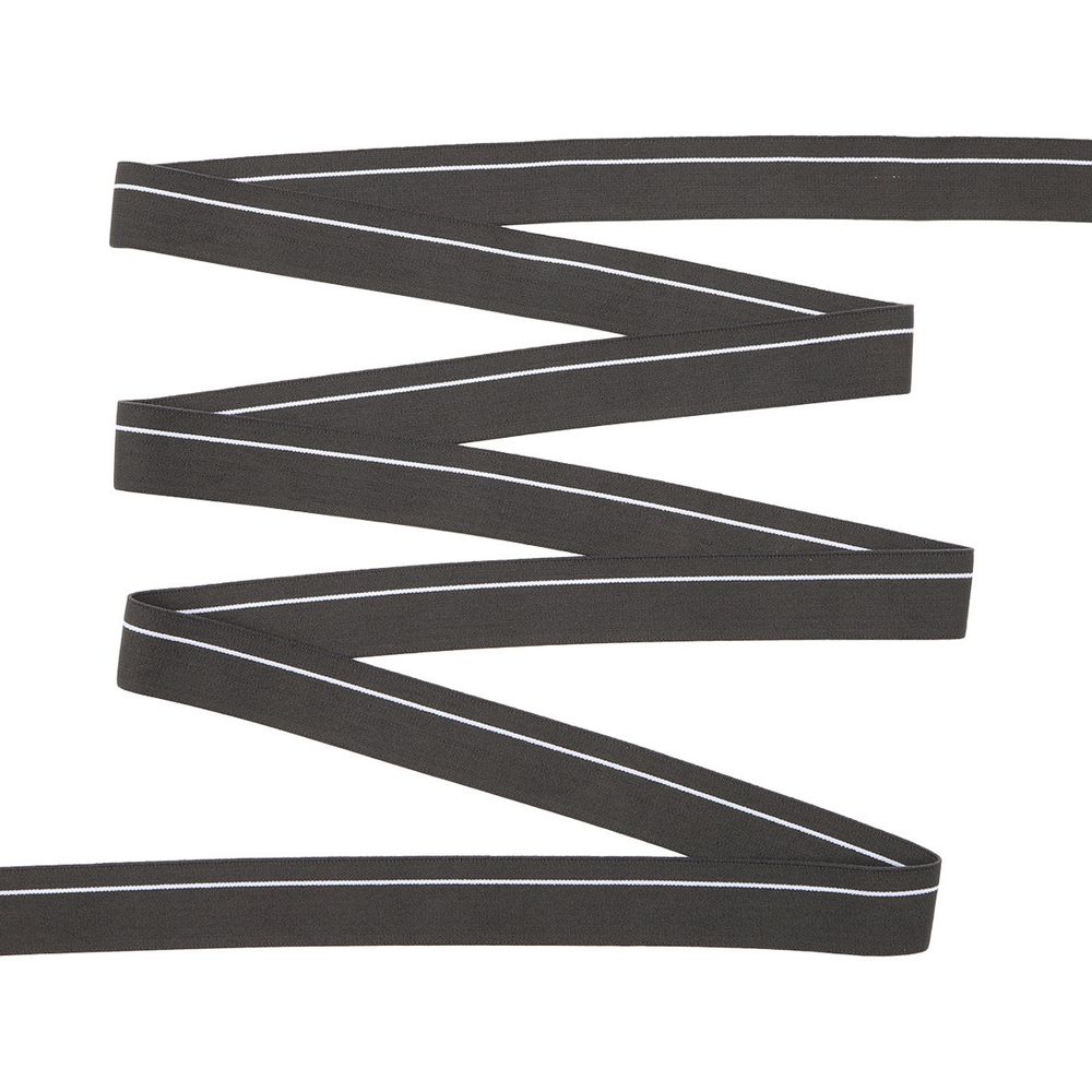 Резинка для мужских трусов и боксеров 30.0 мм / 25 метров, тканая мягкая, 21 г/м, т.серый/белый полоса