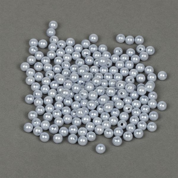 Бусины пластик (перламутр) ⌀8 мм, цв.светло-серый уп.500г (960 шт), Magic4Hobby