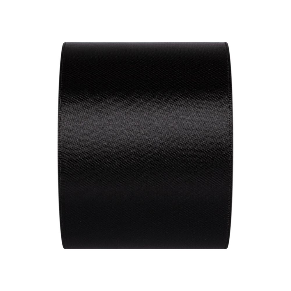 Лента атласная 1-сторонняя 75.0 мм / 33±2 метра, №113 черный, в термоплёнке, Gamma