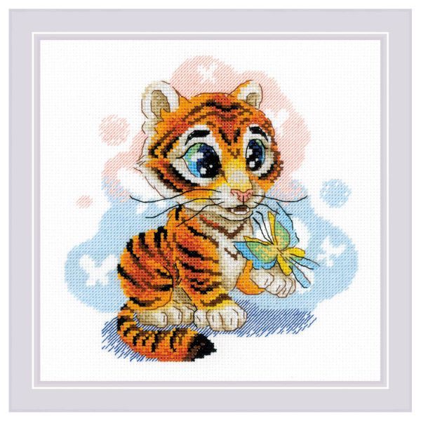 Набор для вышивания нитками Риолис, Любопытный тигренок 20х20см