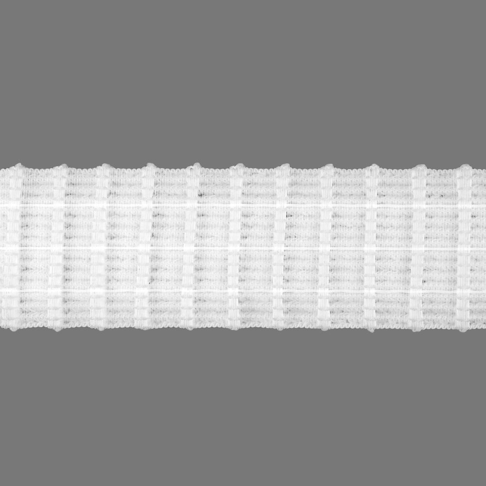 Тесьма шторная 1/2 Параллельная складка (3 шнура) для велькро 50 мм / 50м, белый, С01/50