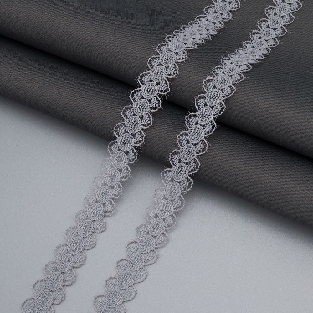 Кружево капроновое 15 мм, / 13.72 метра, ажурное, 14 серый