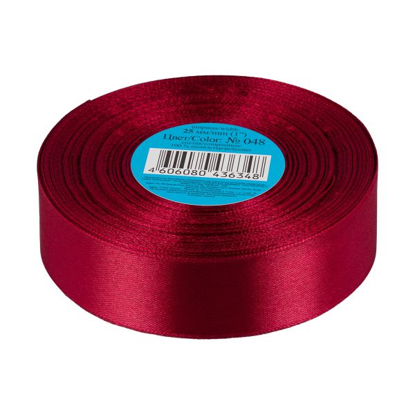 Лента атласная 1-сторонняя 25.0 мм / 33±2 метра, 048 бордовый, Gamma