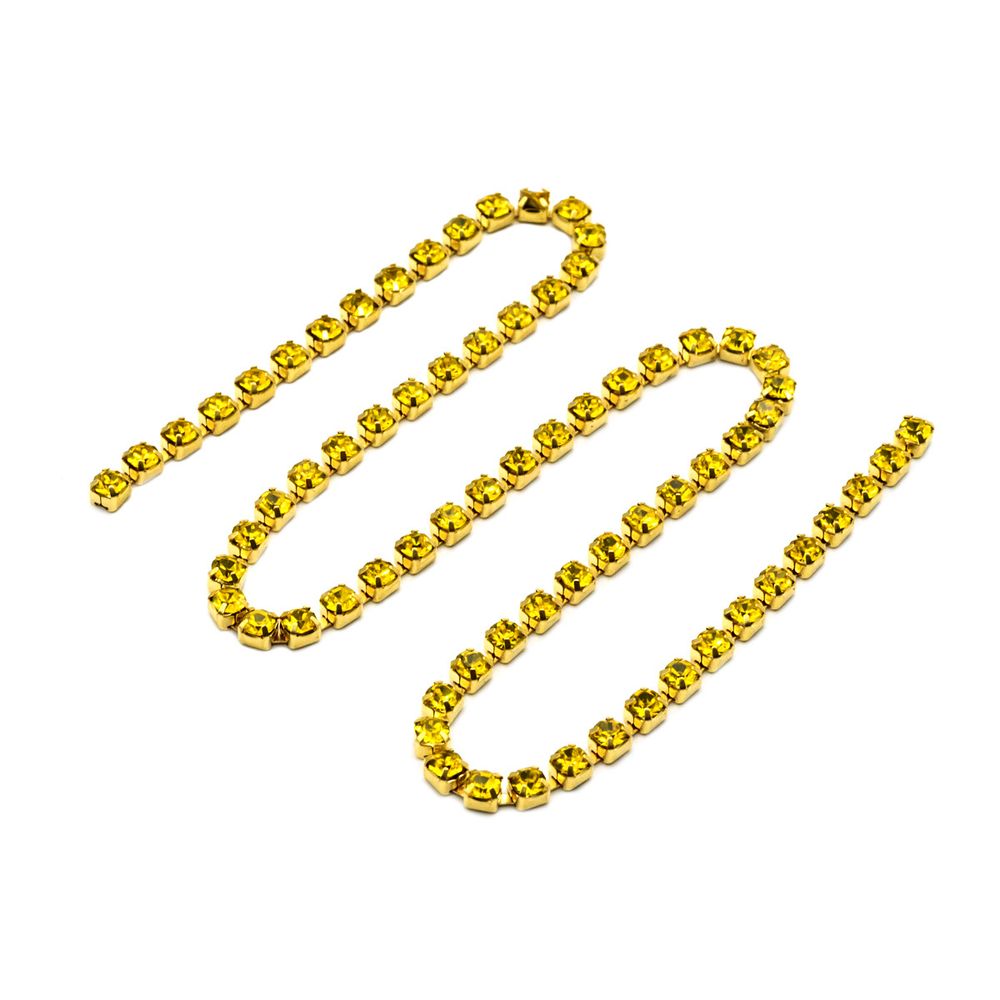 Стразовые цепочки (золото), цвет: желтый, размер 3 мм, 30 см/упак., ЦС008ЗЦ3
