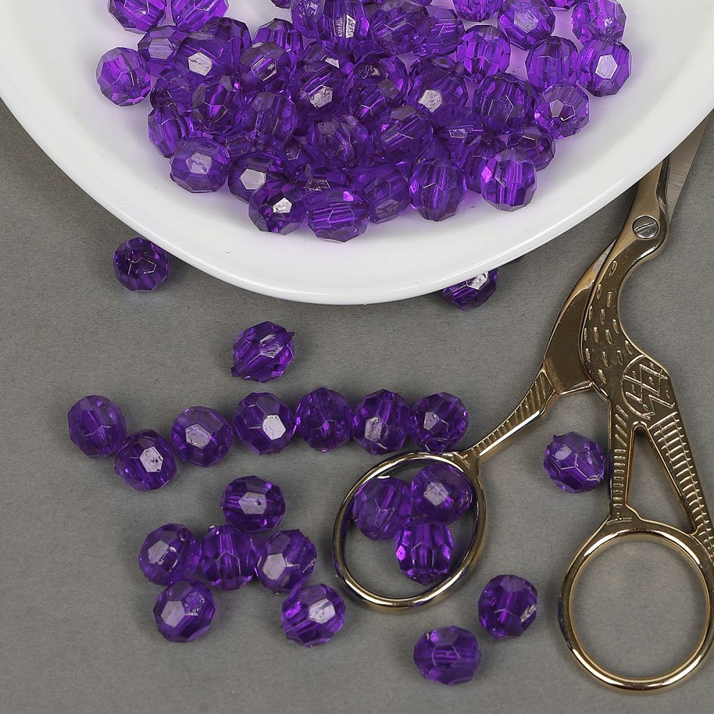 Бусины акрил ⌀10 мм, MG.3241-07, цв.07 фиолетовый, уп.500 г, Magic4Hobby