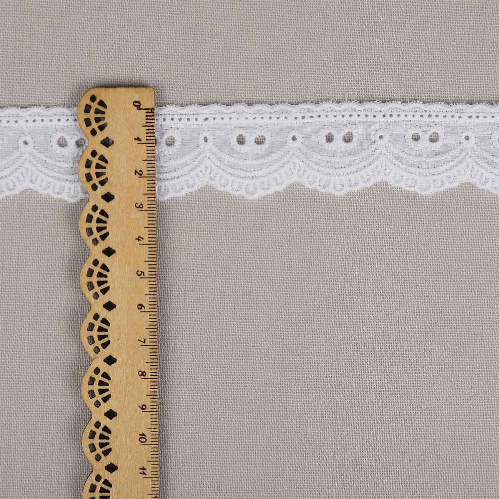 Кружево шитьё хлопок.9772 25 мм, цв.01 белый, уп.13.71м, Kruzhevo