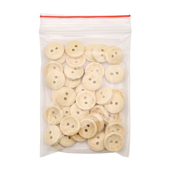 Пуговицы на 2 прокола Handmade with love 20L (12,5мм), дерево (Milk (молочный)), W22, 36 шт