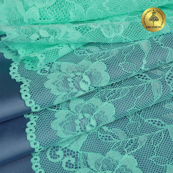 Кружево бельевое эластичное 190 мм / 10 м, 24, цв.мята, Kruzhevo