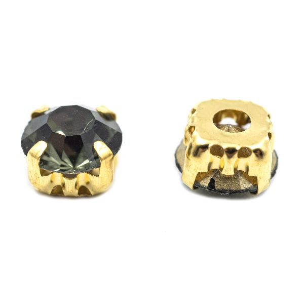 Хрустальные стразы в цапах/золото, 8мм, 20 шт/упак, Astra&Craft (39 дымчато-серый), 4AR167/168