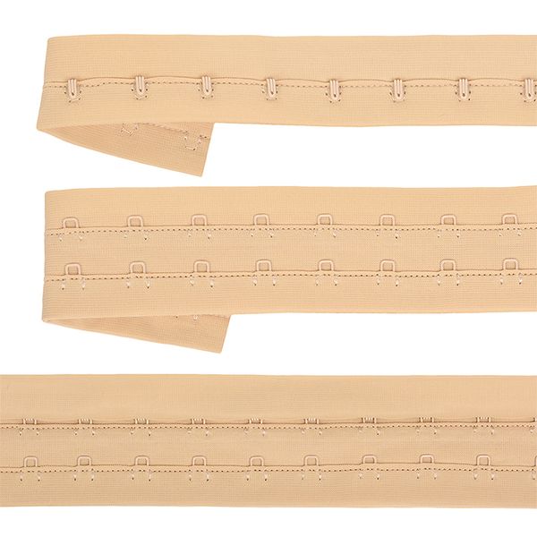 Застежки для бюстгальтера текстильные на ленте (2 ряда) 40 мм / 45.7 метра, шаг 15 мм, 02 бежевый