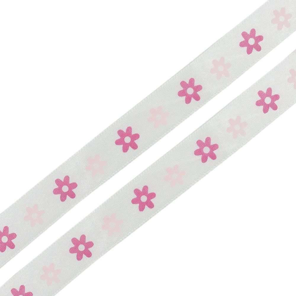 Лента атласная с рисунком 15.0 мм / 3 метра, Цветочки, Globus