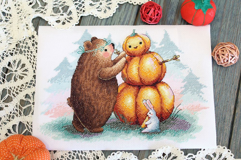 Набор для вышивания нитками МП Студия, Тыквовик, 18х25 см
