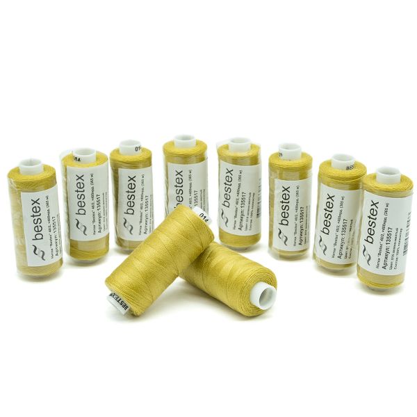 Нитки швейные бытовые Bestex 40/2, 365 м (400 ярд) / 10 кат., 014 зелено-желтый