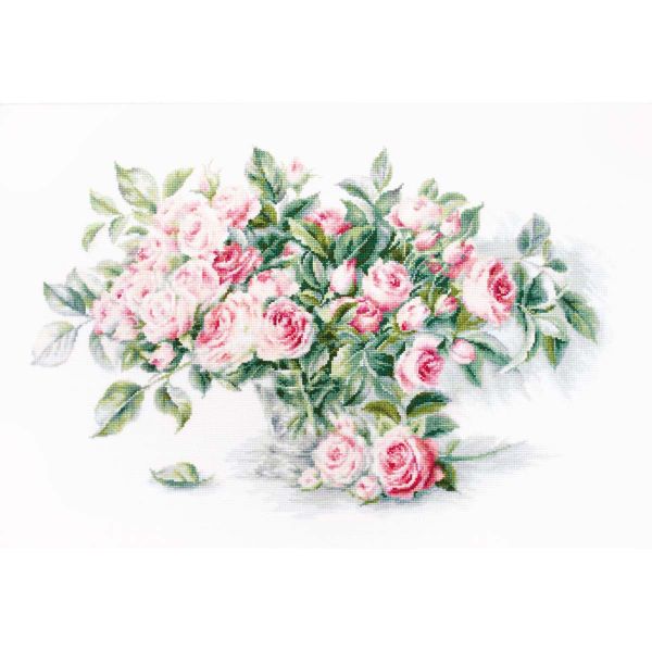 Набор для вышивания нитками Luca-S, Букет чайных роз 43,5х28см