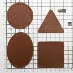 Набор заплаток пришивных из кожи, круг, квадрат, треугольник, овал 6см, с перфорацией, 4 шт (02 светло-коричневый), 9723