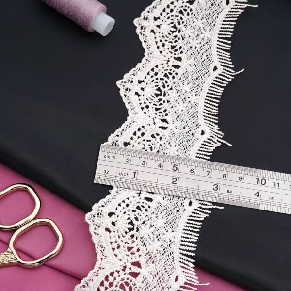 Кружево гипюр (плетёное) 72 мм / 9.14 метров, 571 молочный