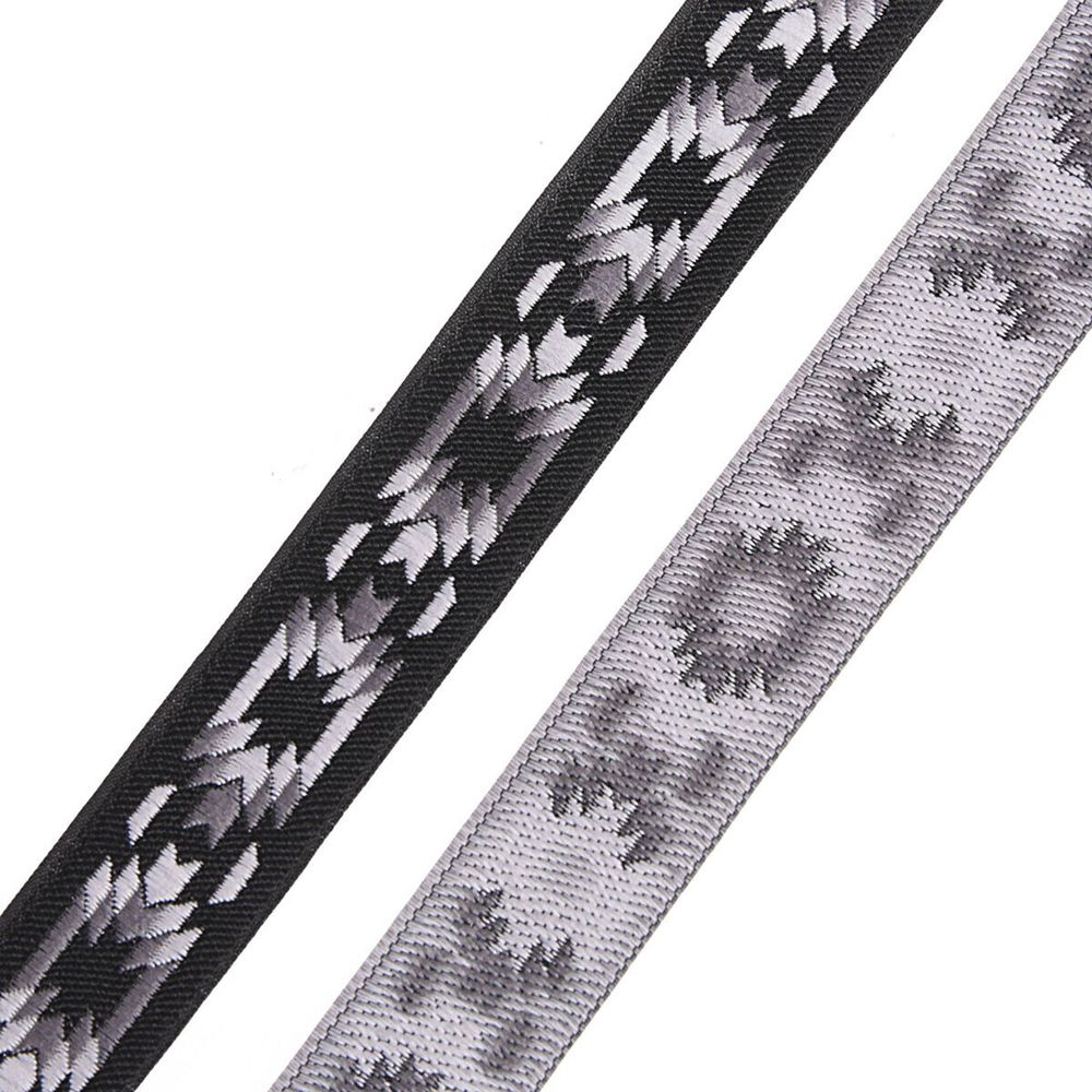 Лента (тесьма) жаккардовая 20.0 мм / 10±0.5 метров, Геометрический орнамент 20279 V3 черный/серый