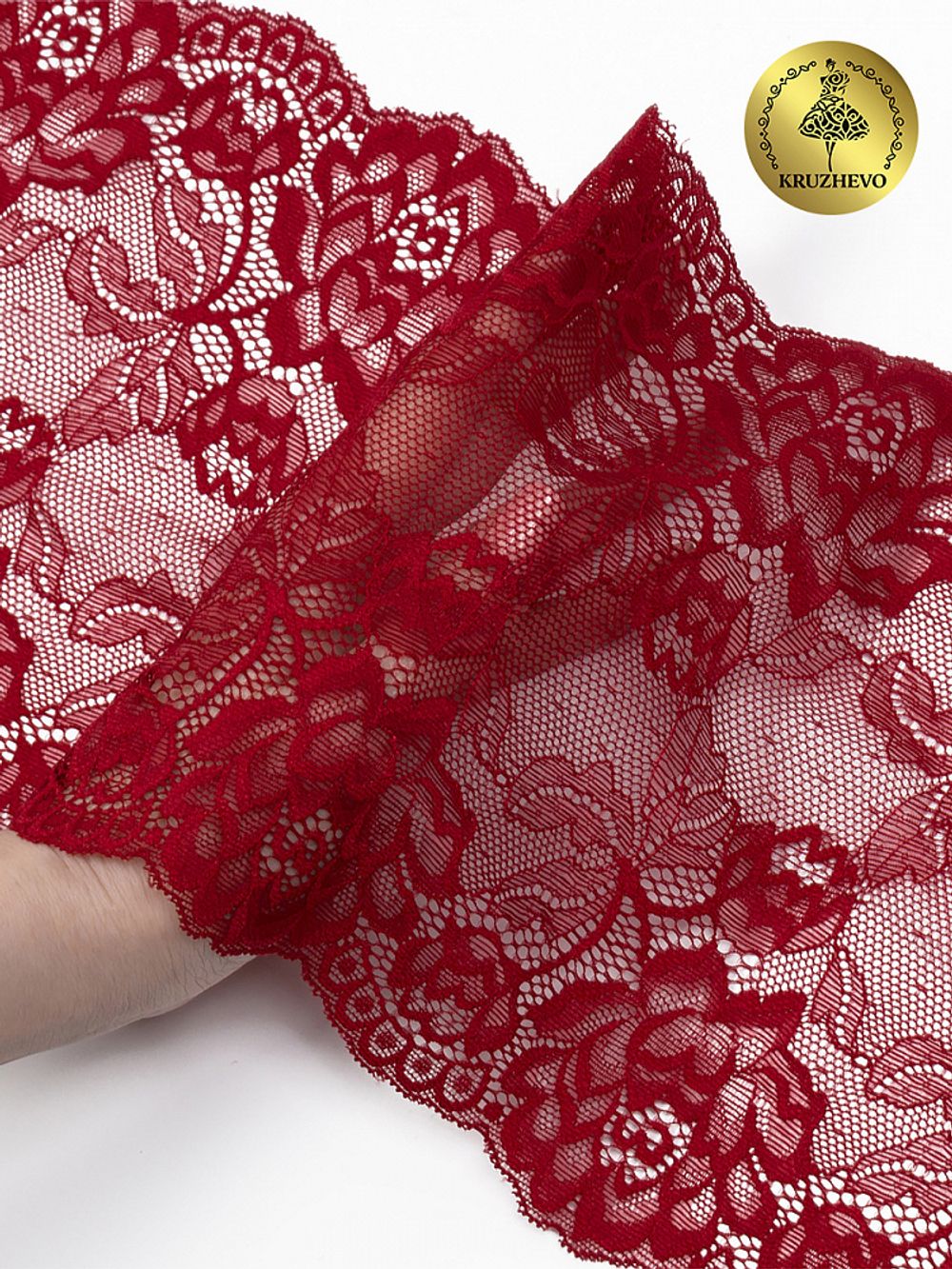Кружево бельевое эластичное 180 мм / 3 метра, TBY.L838, цв.101 темно-красный