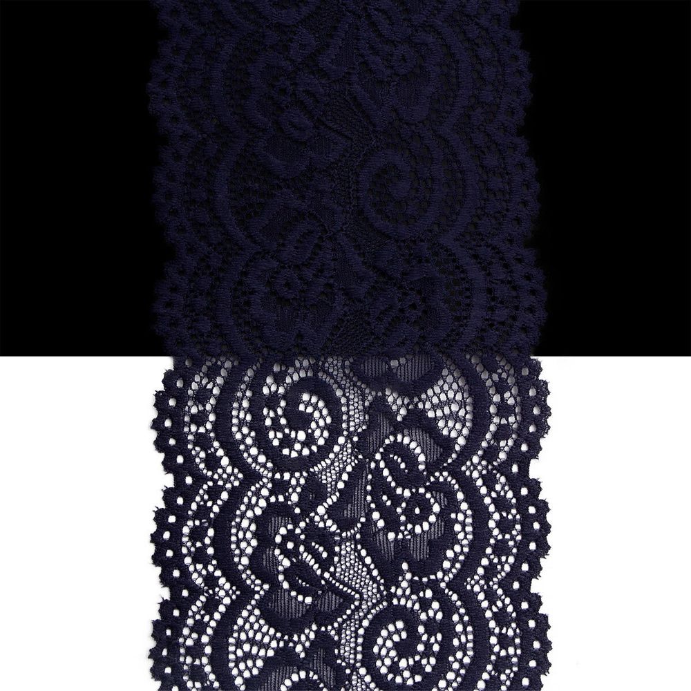 Кружево эластичное (стрейч) 100 мм / 3 метра, C147 индиго