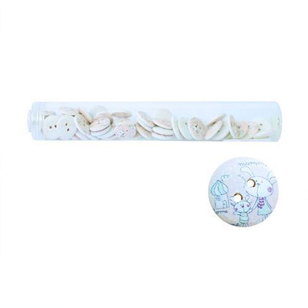 Пуговицы деревянные Мультяшные персонажи 18мм 50 шт, Зайцы