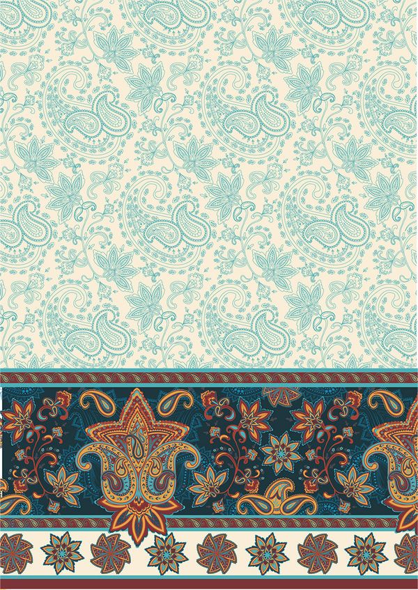 Ткань для пэчворка Peppy Сказочный восток панель, отрез 60х110 см, 146 г/м², СВ-01 белый, Peppy