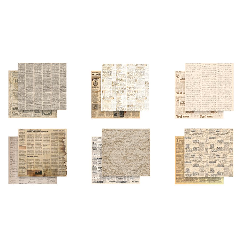 Набор бумаги для скрапбукинга 190 г/м², 30.5х30.5 см, 6 л, 2606 Вокруг меня. Газеты, Mr.Painter PSW-K