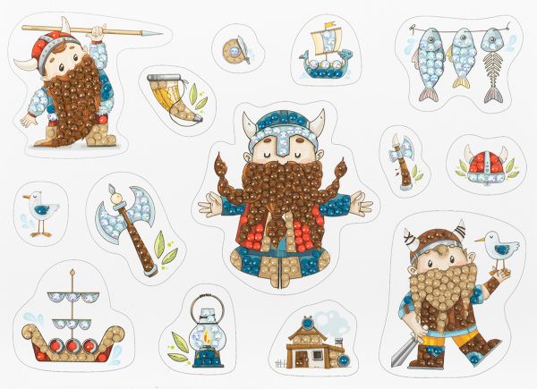 Алмазная (кристальная) мозаика Фрея ALVN-136, наклейки Викинги, 19.5х14 см