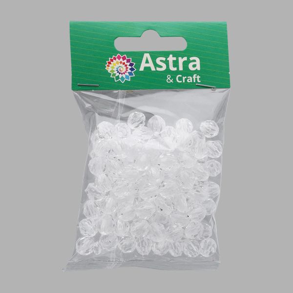 Бусины акрил ⌀10 мм, прозрач. в цвете, граненые круглые, 25 г, Astra&Craft (MG.3241.17 прозрачный)