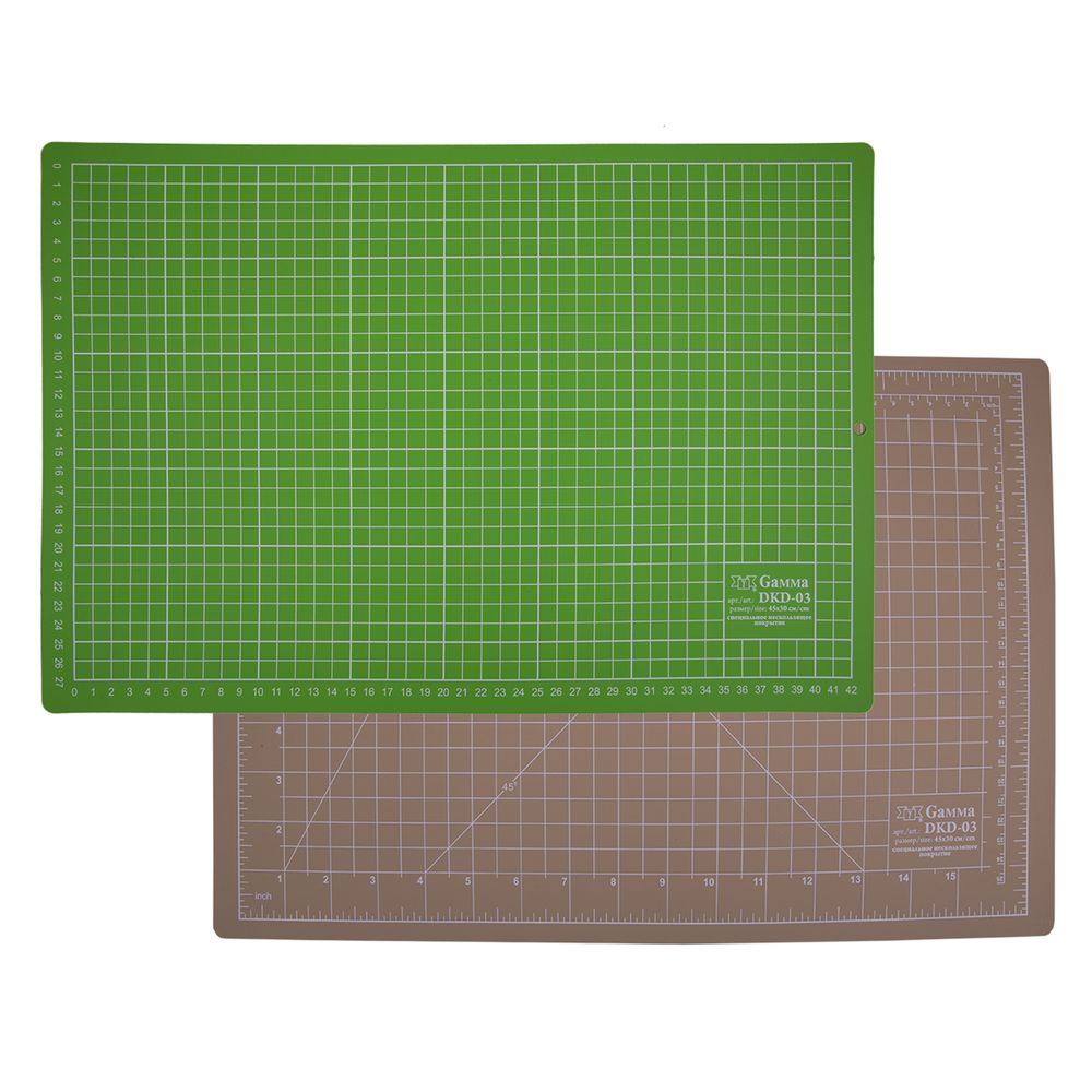 Мат для резки 2-сторонний 45х30 см, формат А3, бежевый/салатовый, Gamma DKD-03