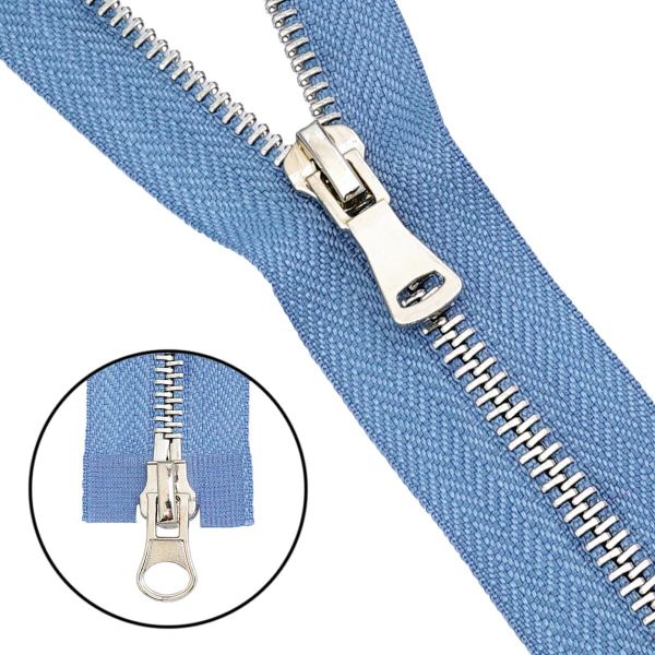 Молния металл Т5 (5 мм) 2 зам., разъем., 85 см, никель, 231 серо-голубой, 5 шт