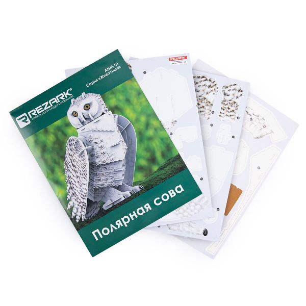 Пазл объемный 3D, 62 элемента, Серия Животные, Полярная сова, Rezark ANM-01