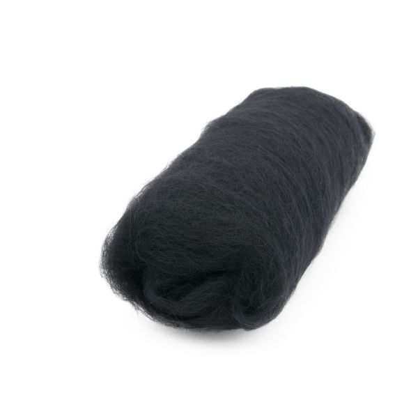 Шерсть для валяния Камтекс Кардочес п/тонкая 1х100 г (27-29 мкр), 003 черный, 558467-4