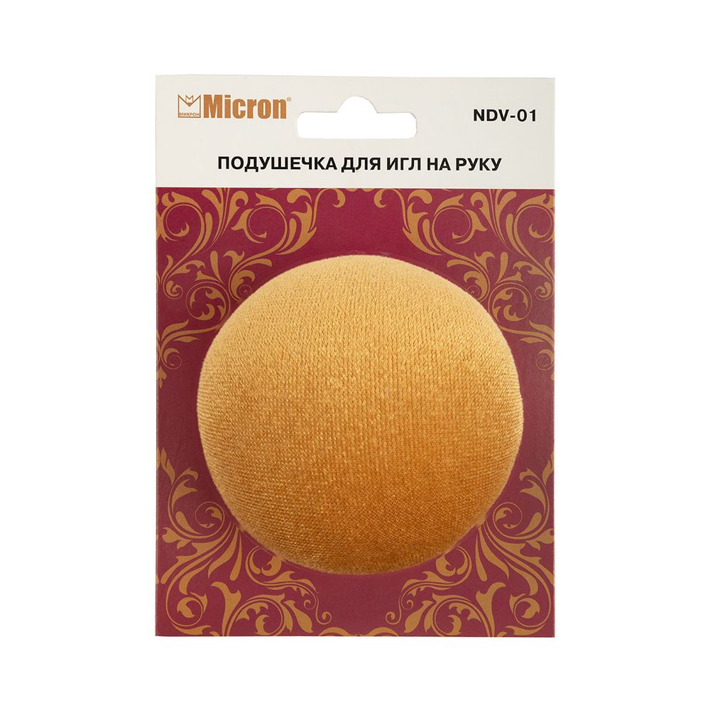Подушечка для игл на руку бежево-золотой, бархат, Micron NDV-01