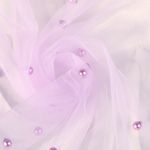 Фатин с бусинами 150 см / 15 метров, С223-28, цв.сиреневый