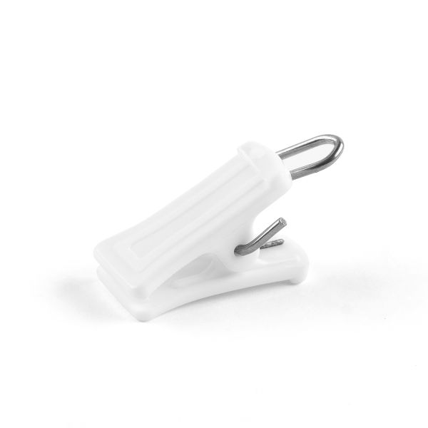 Зажим для штор пластик с металлическим крючком 33х13 мм, 100 шт, белый, Gamma