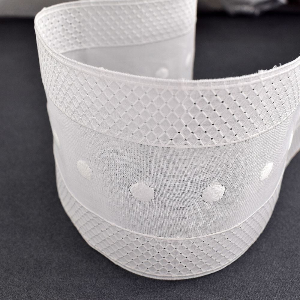 Кружево шитье (вышивка на батисте), прошва, 90 мм, цвет белый, 13,8 м /TOS/