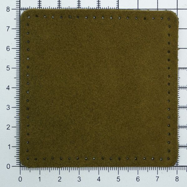 Заплатки пришивные из замши, квадрат 8см с перфорацией, 2 шт, 100% кожа, 33 хаки, 59122
