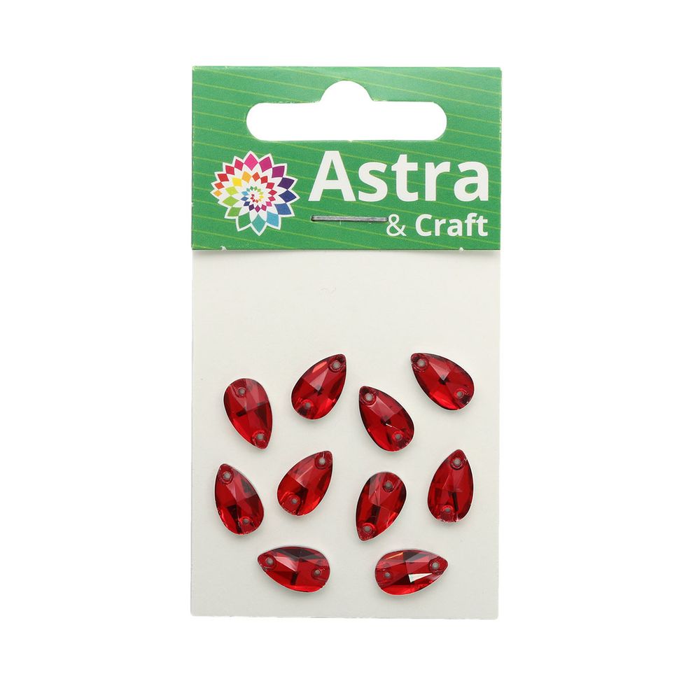 Хрустальные стразы пришивные формы капля, красный 7х12 мм 10 шт/упак., ХК006НН712
