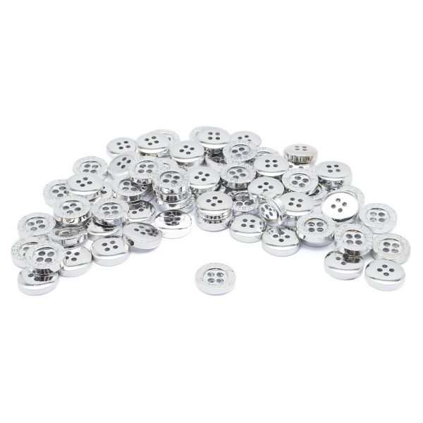 Пуговицы 4 прокола 18L (11мм), (Silver (серебристый)) NE77, 72 шт