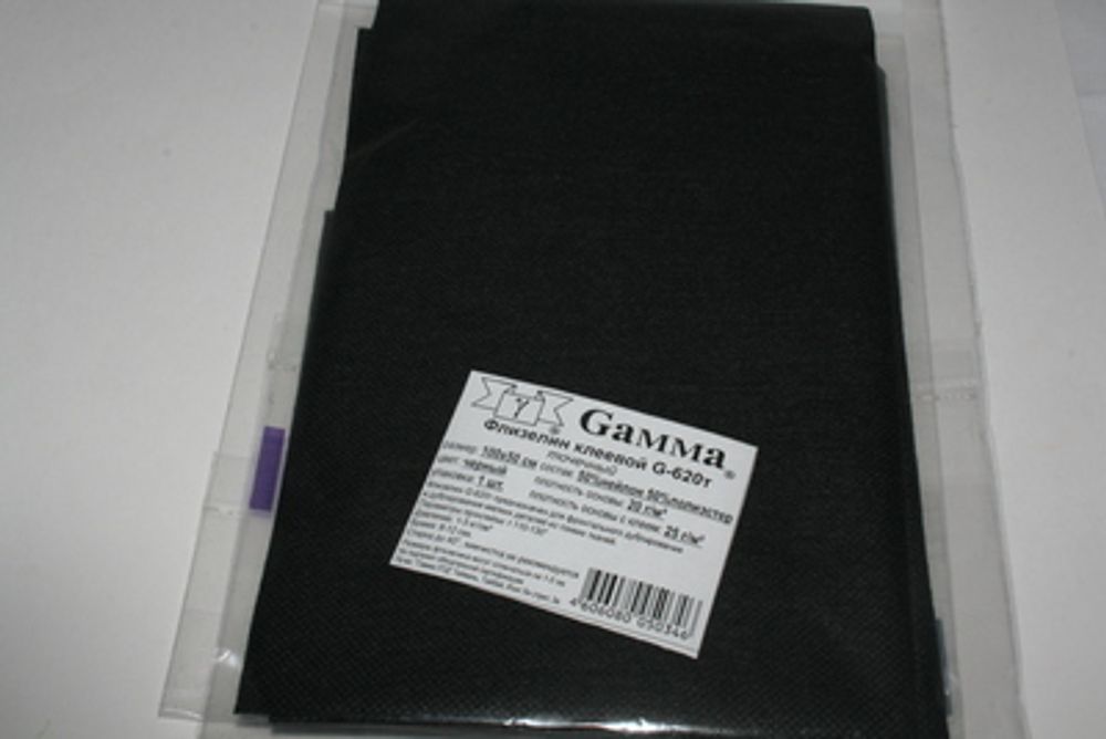 Флизелин клеевой точечный 25±2 г/м², (5 шт по 100х50 см), черный, Gamma G-620t
