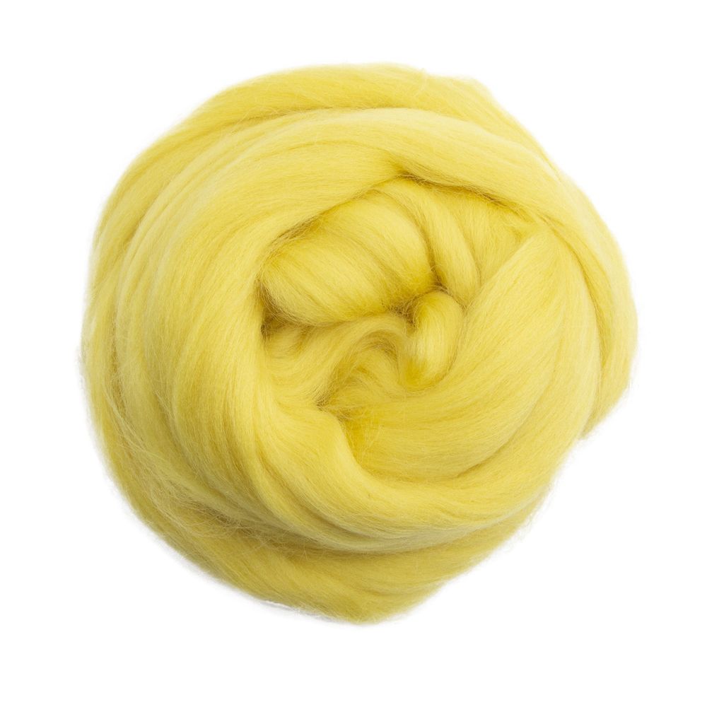 Лента для валяния полутонкая, 100% шерсть, 50гр Камтекс, 030 лимон