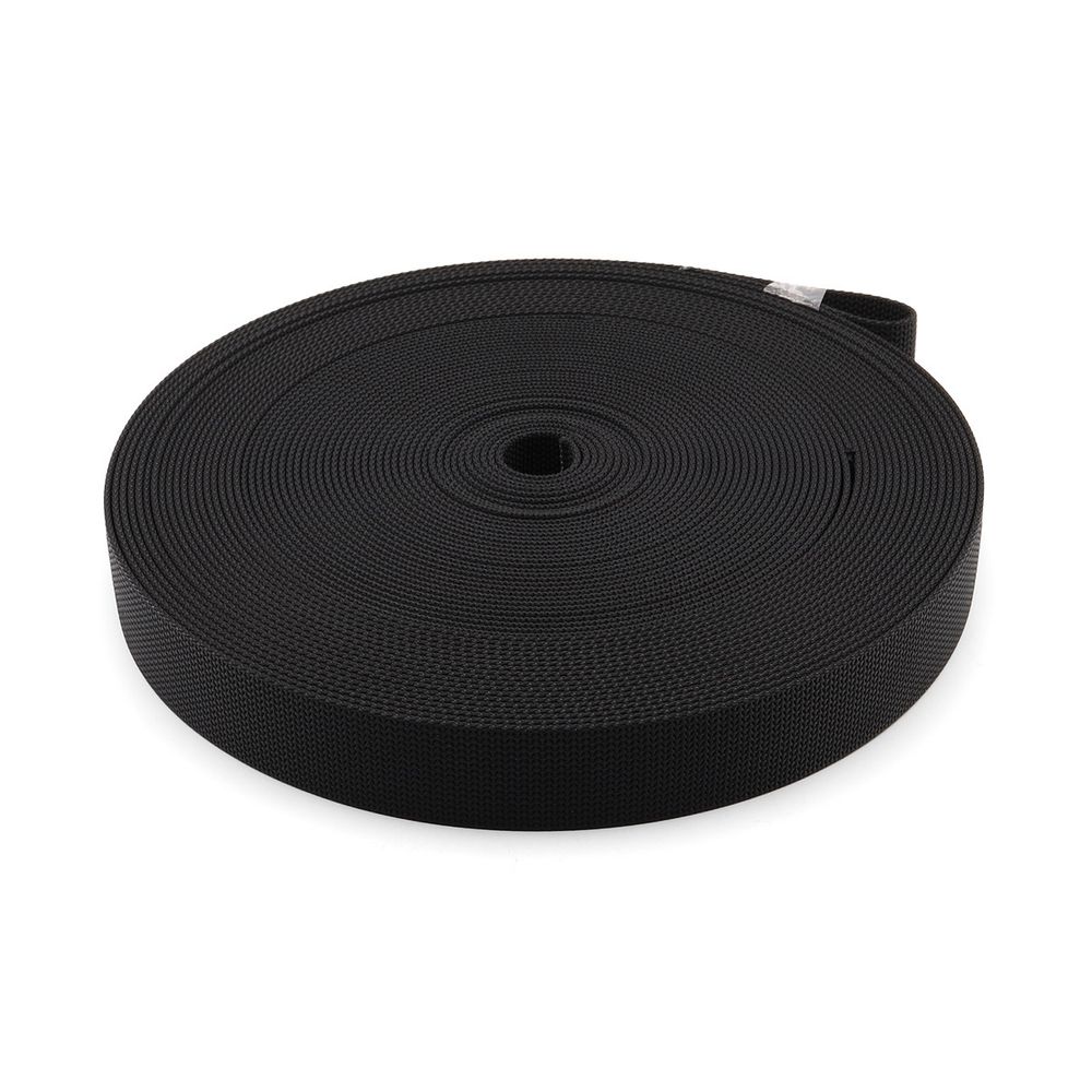 Стропа (ременная лента) 38 мм / 25 метров, толщ. 2.0 мм, [70.5 г/пог.м], 100% нейлон, черный