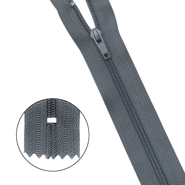 Молния спираль (витая) брючная Т4 (4 мм) 1 зам., н/раз., 18 см, автомат, цв.275 серый, 10 шт